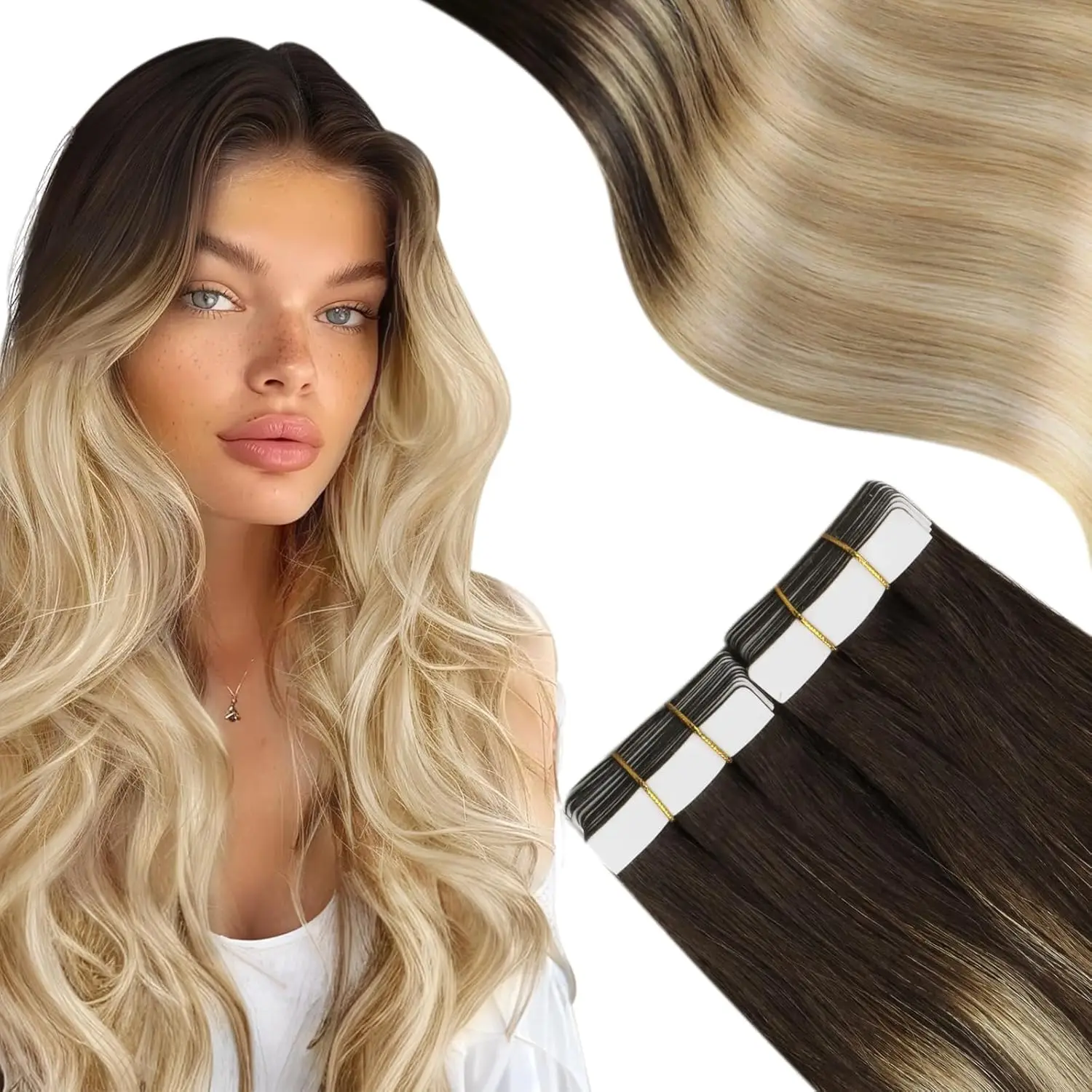 [20P] Moresoo Tape in Hair Extensions 100% Real Human Hair Brazilian 12-24in Double Sided Tape Invisible Glue on Hair Extensions