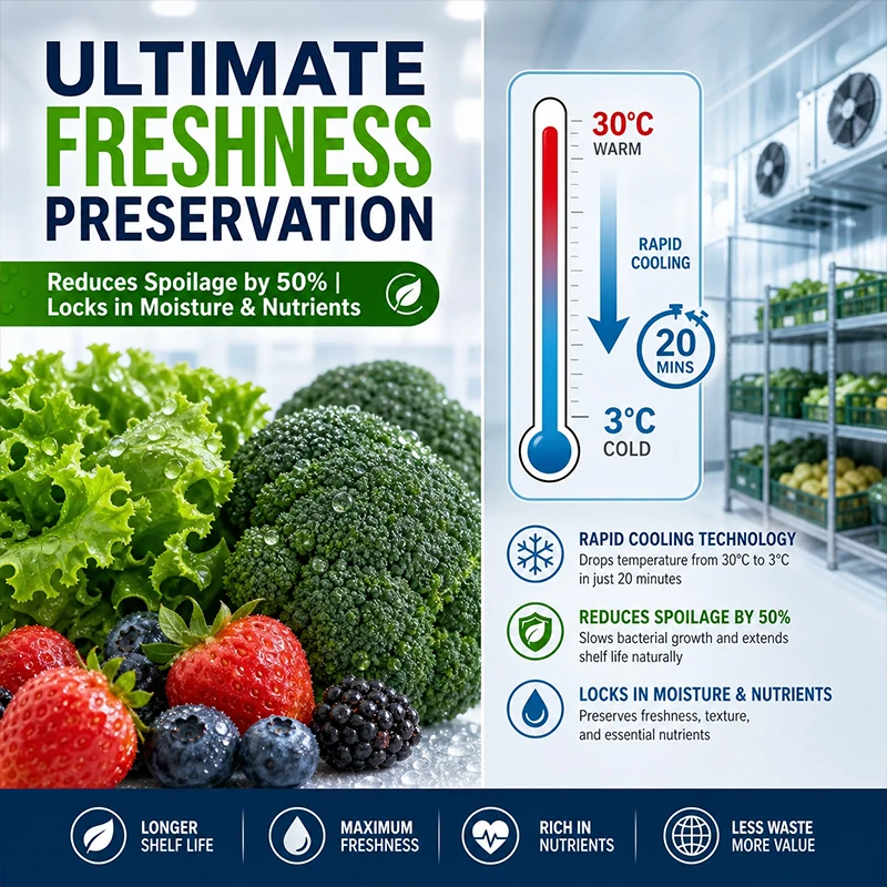 Precooler Machine for Leafy Vegetable Storage Commercial Refrigeration Unit Stainless Steel SUS304 Long Freshness Keeping