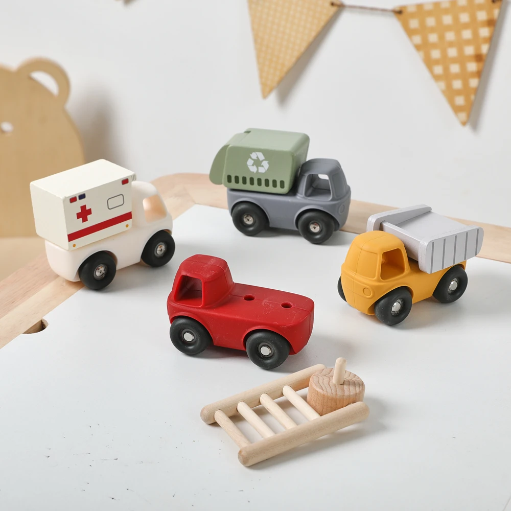 Silicone Vehicle Set Baby Toys – Infant Sensory Toys BPA Free  0-12 Months, Free Combination, Smooth Wheels Newborn Toys,Gifts