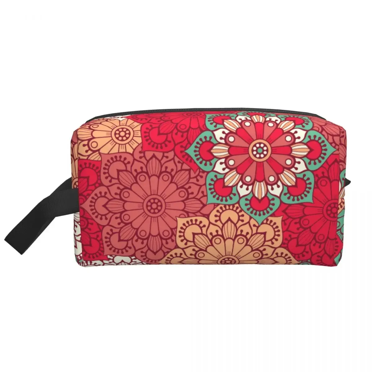 Neceser colorido Deanfun con flor de Mandala personalizado para mujer, estuche de maquillaje de gran capacidad, bolsas de aseo para almacenamiento de belleza