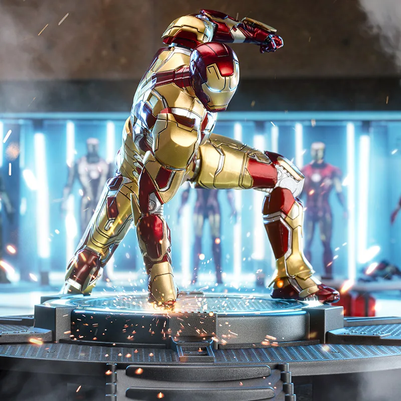 7-calowa figurka LED ZDTDS Iron Man 3 MK42, duża platforma, figurka akcji, lalka filmowa Tony Stark, ruchome stawy, model, prezent urodzinowy