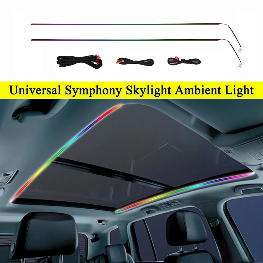 Universal Symphony Skylight Ambient Light for 98% Car RGB Sunroof Atmosphere Light 2Pcs Sunroof LED Strip Symphony Ambient Light