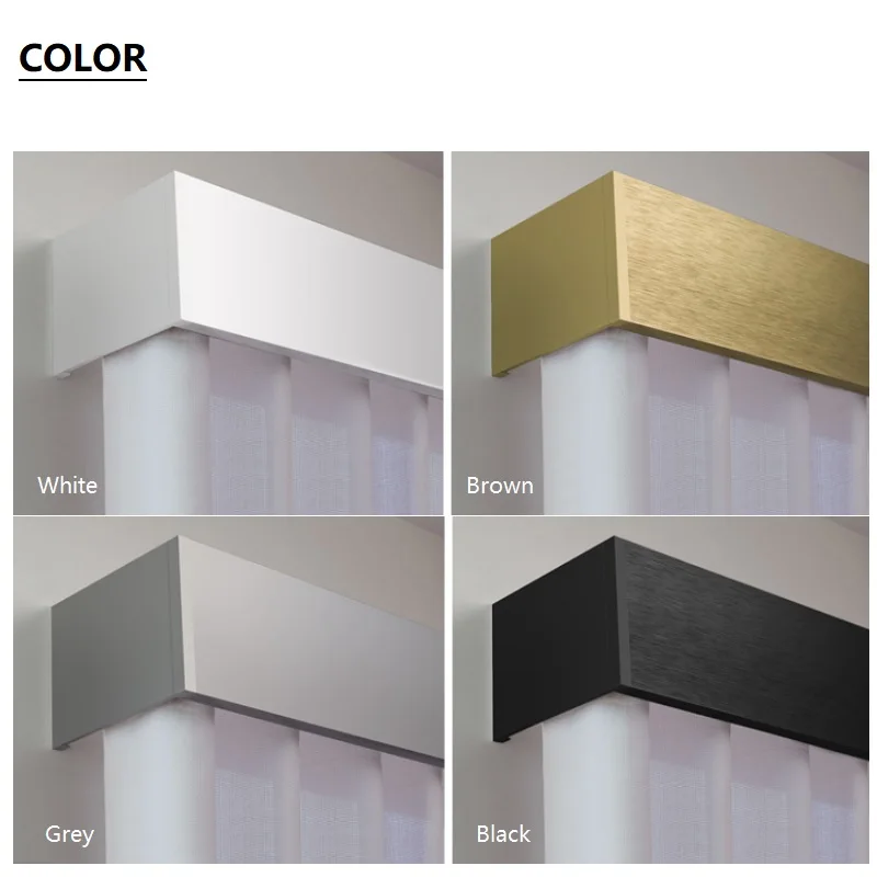 Curtain Pelmet Cassette Box, Double Tracks, Ceiling or Wall Mounting, ize Length, 40-175 Inches, 4 in 1, Living Room