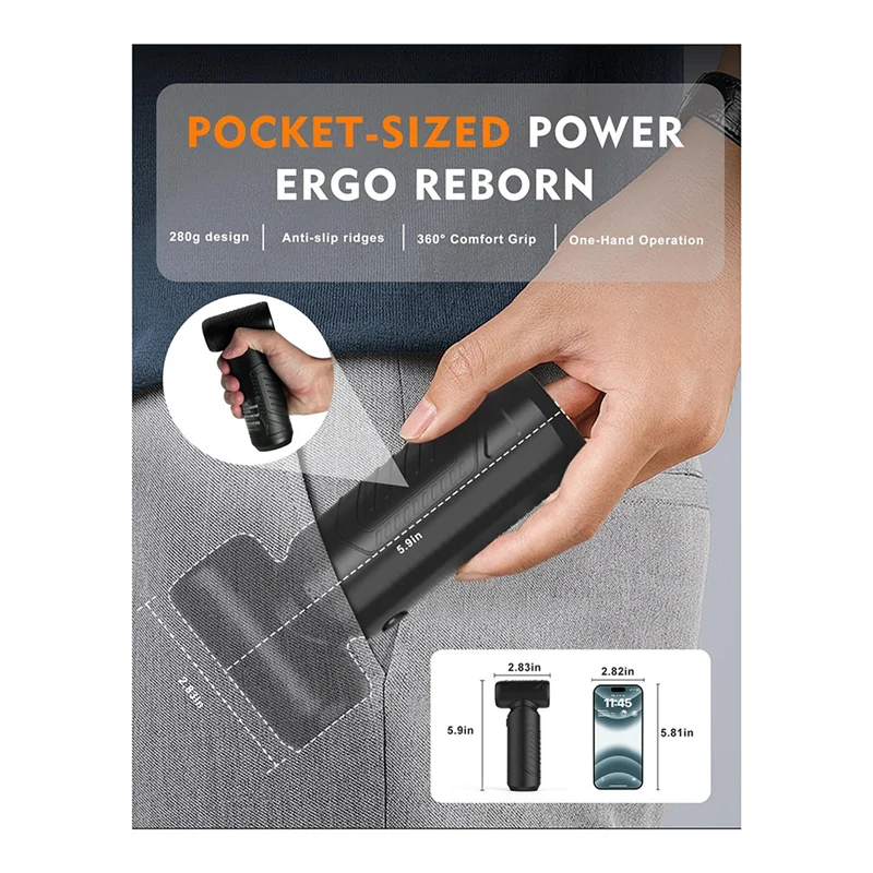 B51CNEW! Compressed Air Duster, 130,000Rpm Cordless Blower,3-Speed Adjustable Electric Air Duster For Keyboard Computer Car Home