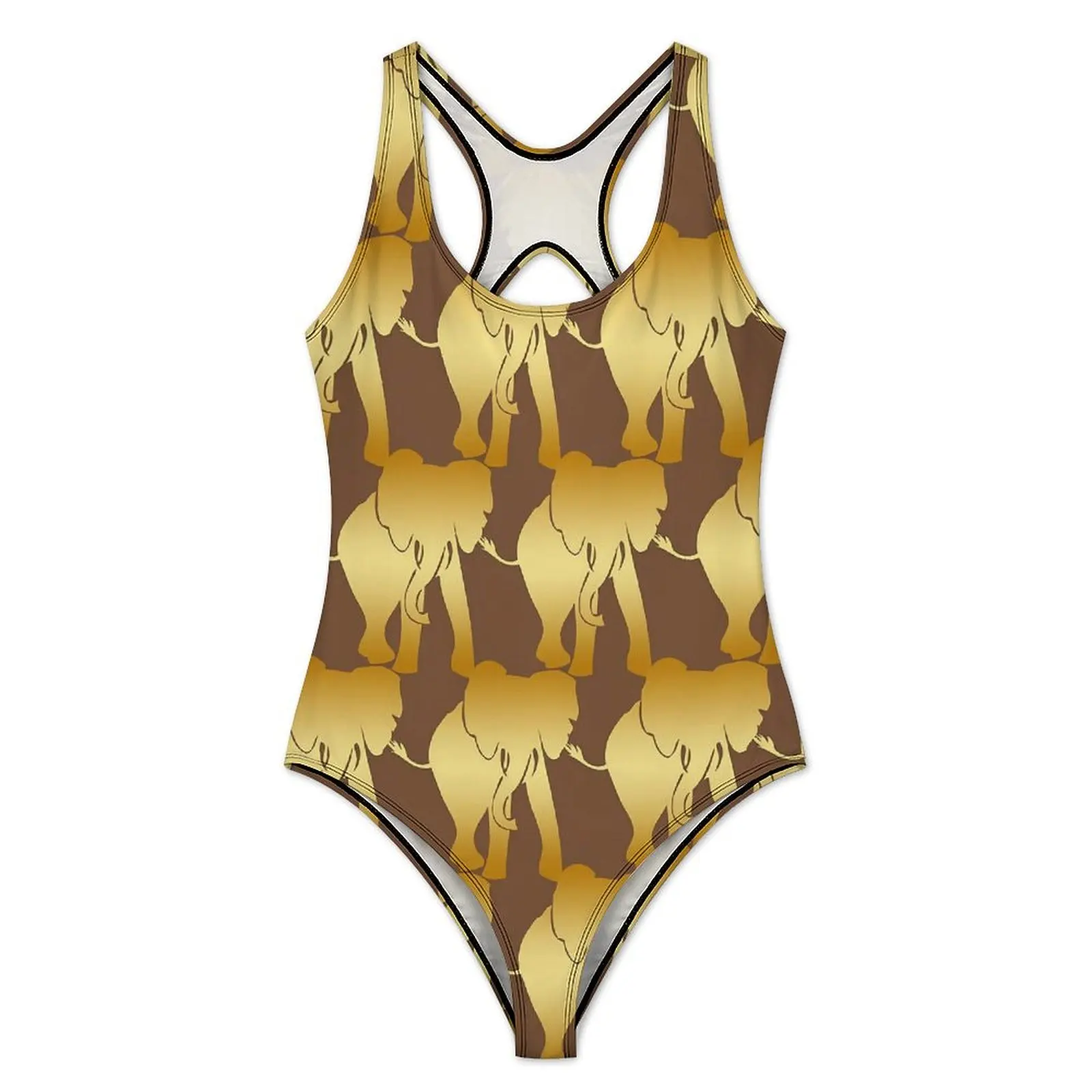 Elephant Spirit Swimsuit Retro Animal Print Swimwear Holiday Pool Bodysuit High Cut Bathing Suits Women Push Up Beach Outfits