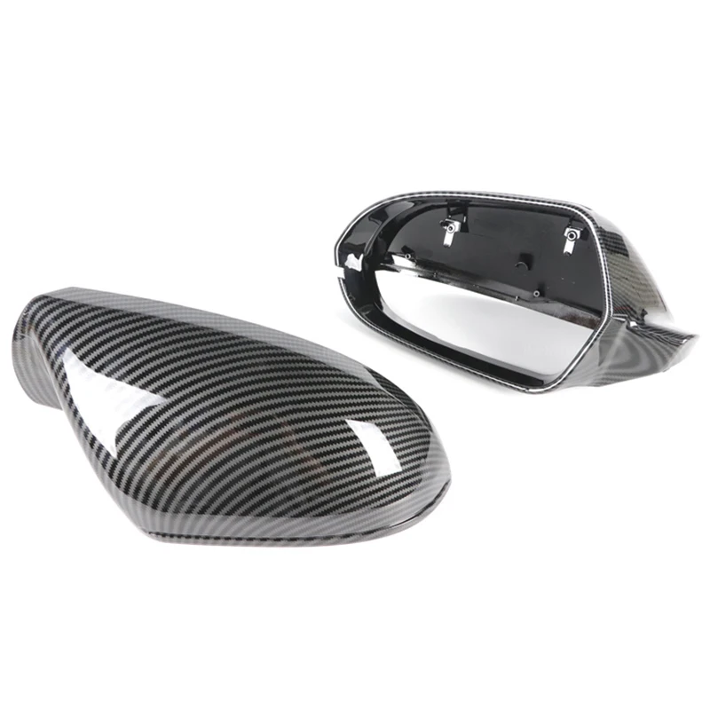 Bright Black Side Mirror Caps For Audi A6 S6 RS6 C7 C7.5 2011 2012 2013-2018 Replacement style Carbon Fiber Mirror Cover Covers