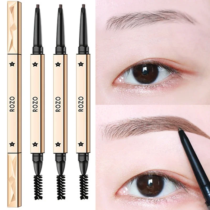 Lápiz de cejas de doble cabeza, resistente al agua, a prueba de sudor, negro, marrón, lápiz de cejas Natural, maquillaje profesional duradero, cosmético de ojos