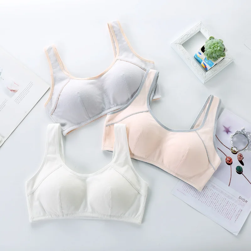 

Elastic Wide Strap Girls Bra Underwear for Elementary And Middle School Students Double Layer Anti-Bulge Development Stage Vest