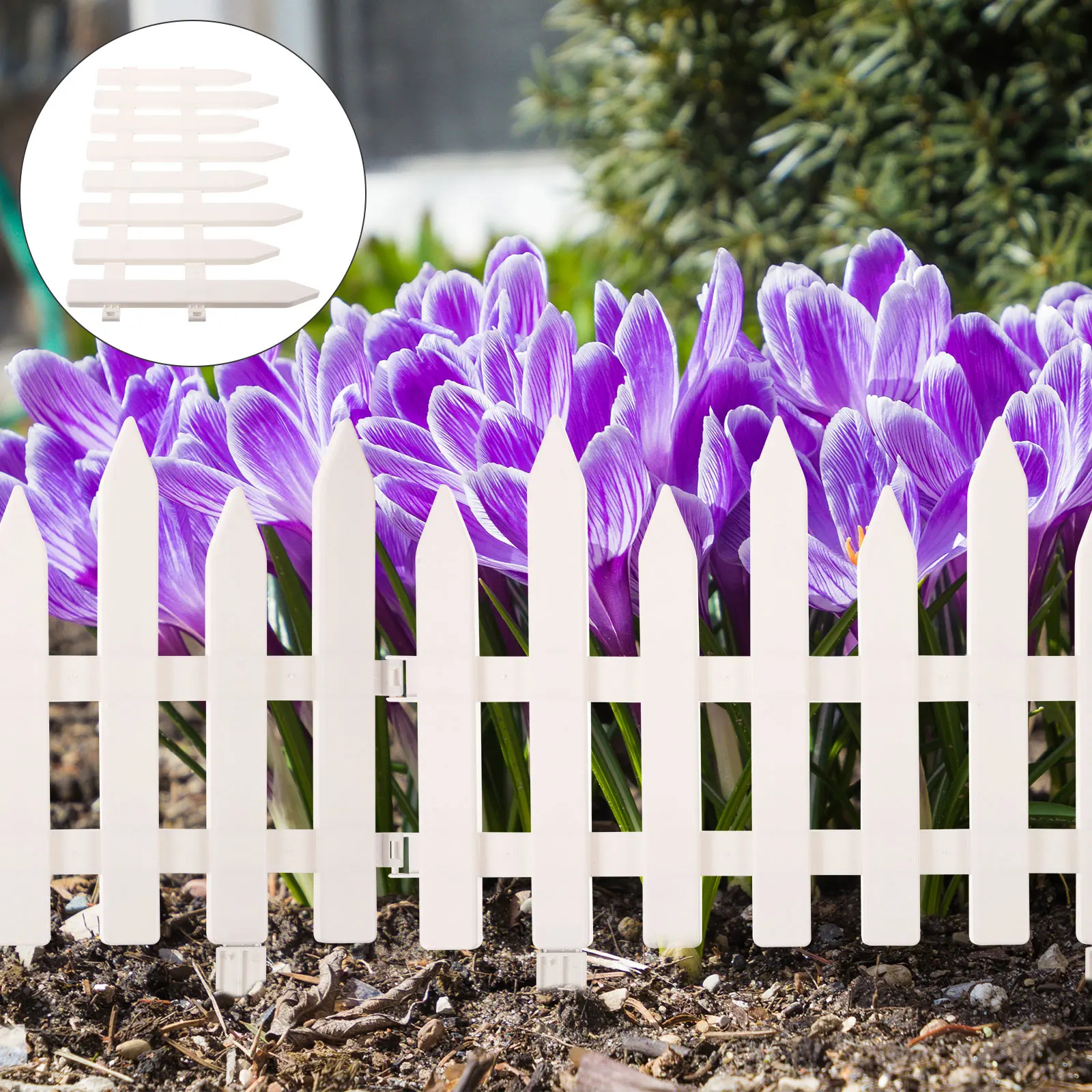 

4 pcs White Plastic Garden Fence 50x42cm Decorative Small Fencing for Outdoor Lawn Landscape Edging Border Campus Decor