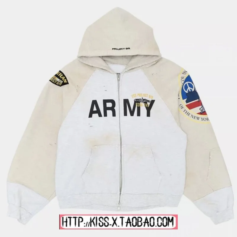 

Модная толстовка с капюшоном в стиле пэчворк Jaet 2025 Project от Ailz New York, ограниченная серия, повседневная хлопковая длинная молния све