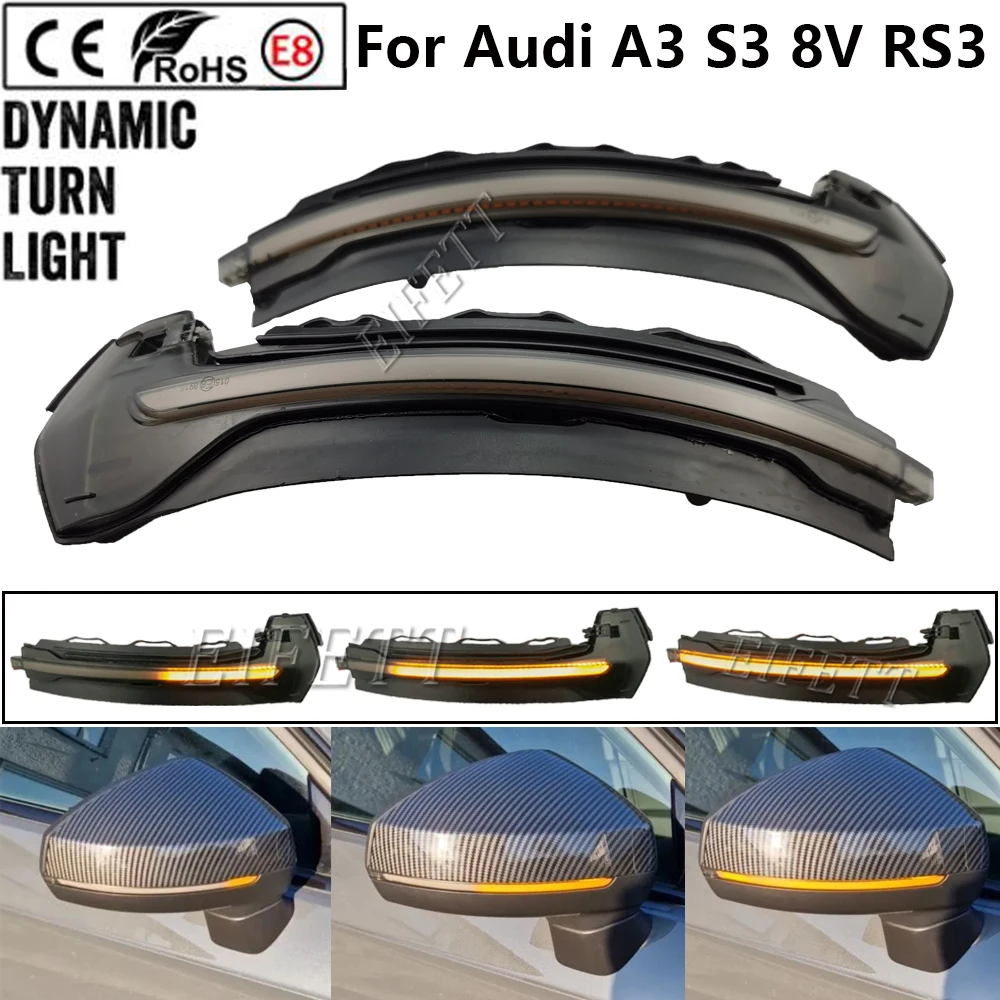 NEW 2PCS Dynamic Blinker Side Mirror Light LED Turn Signal For Audi A3 8V S3 RS3  2013 2014 2015 2016 - 2020 Arrow Flasher