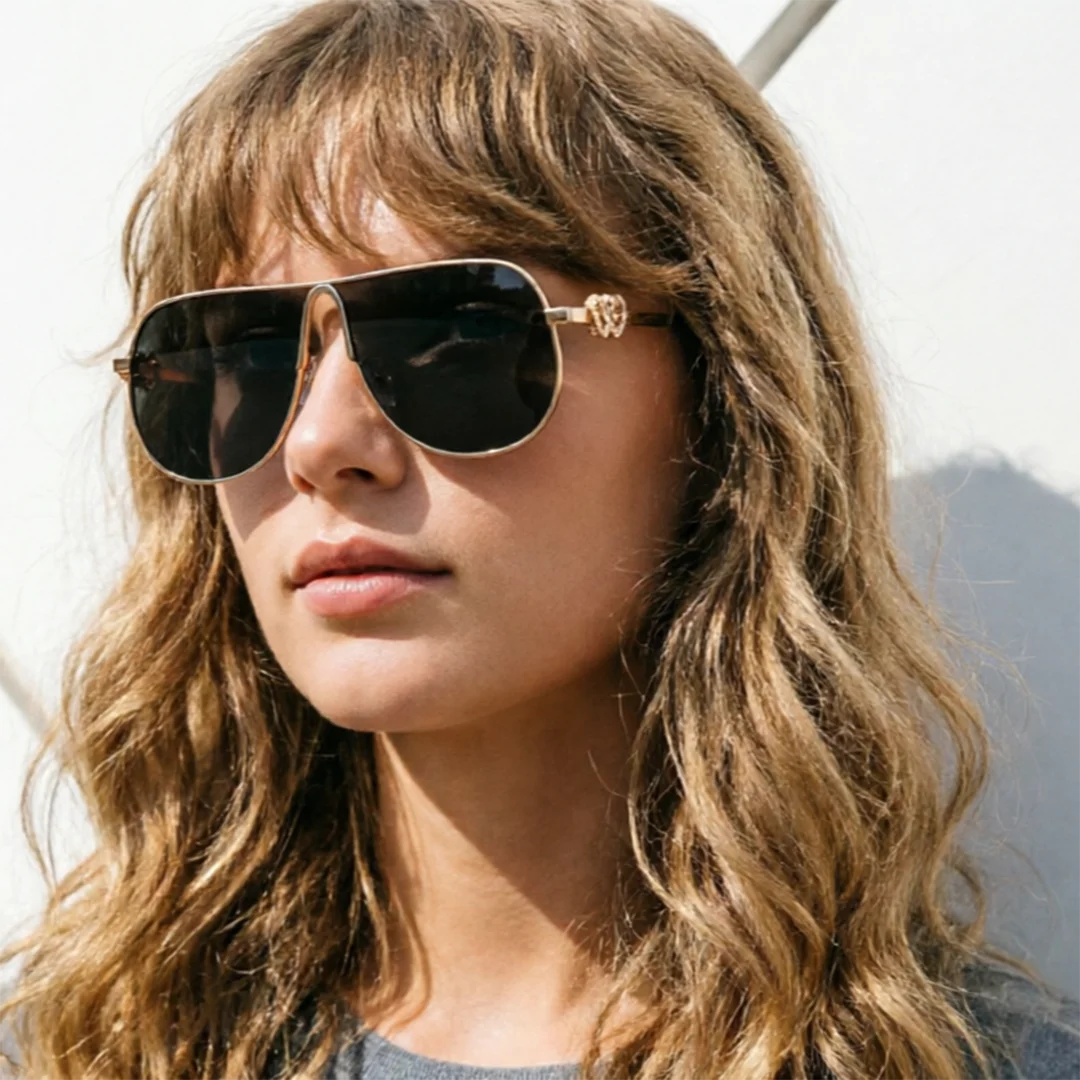 Damen-Flieger-Sonnenbrille aus Vollmetall mit personalisierten tropfenförmigen Gläsern, perfekt zum Fahren und Sonnenschutz