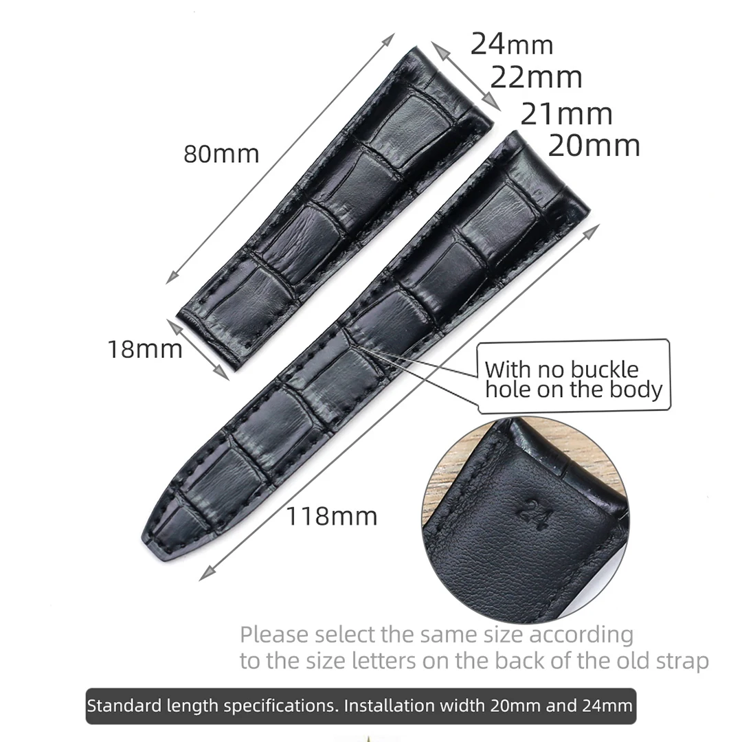 SAUPPO Suitable for Maurice Lacroix PT6148 PT6158 PT6168 24mm Black Leather Strap Watch Accessories Calf Skin Leather