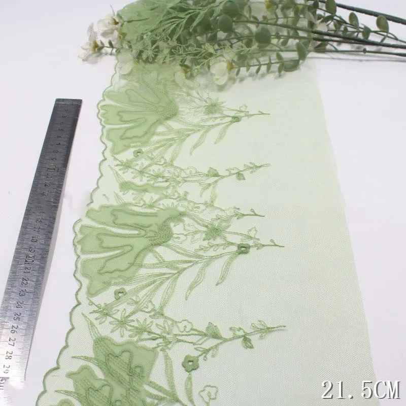 32Yards Floral Embroidered Lace Trimmings for Sewing Bridal Veil Neckerchief Bra Lingerie Trims DIY 22cm Wide