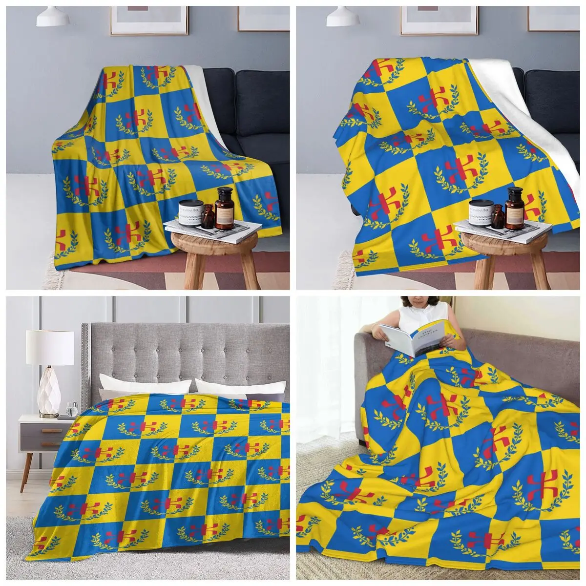 Amazigh Flag Splash Berber Tifinagh Proud Blanket Soft Warm Flannel Throw Blanket Plush for Bed Travel Home Sofa