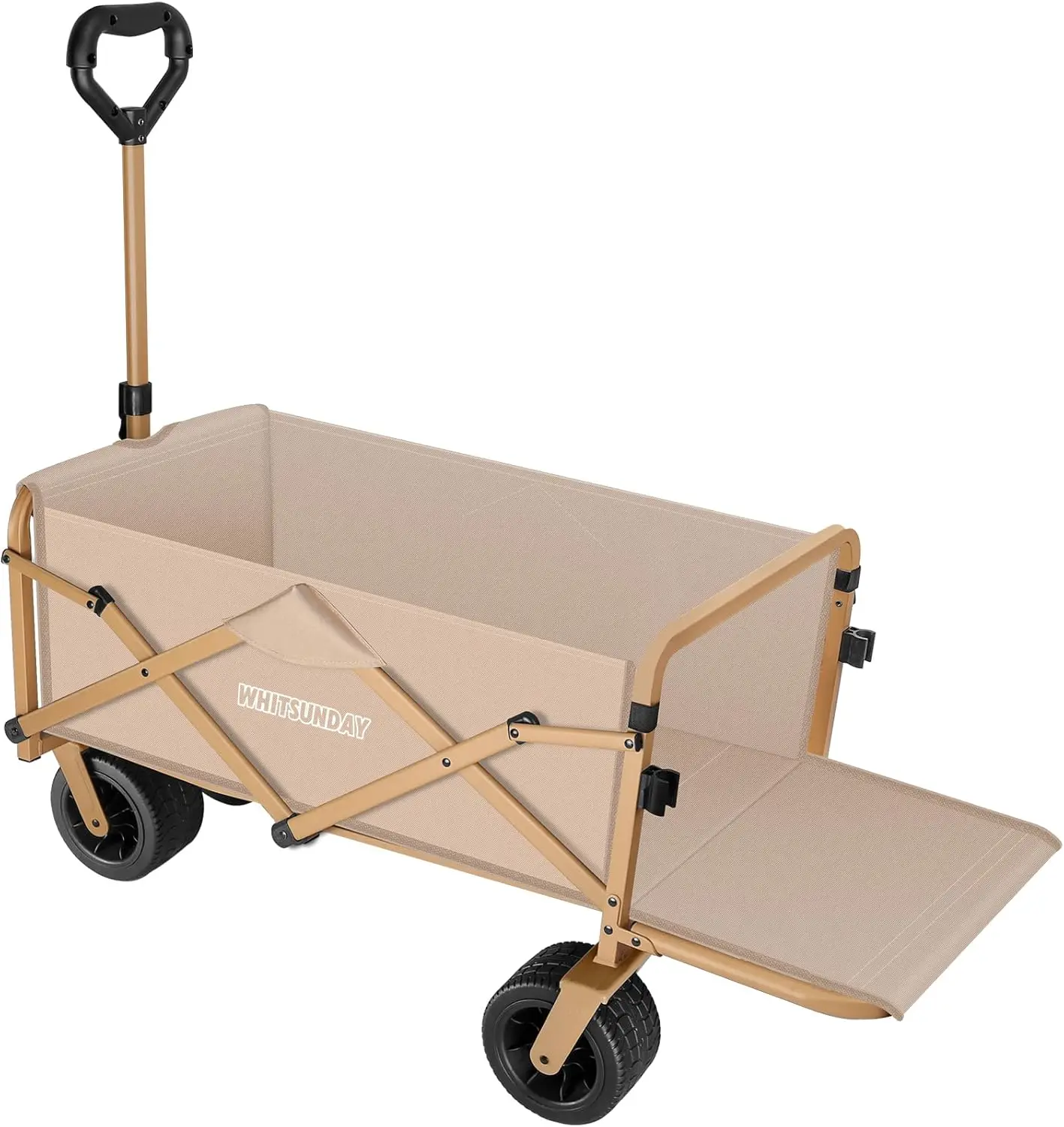 

Collapsible Wagon with Tailgate Heavy Duty Utility Beach Wagons Carts with All Terrain Big Wheels for Outdoor Camping Sports Gar