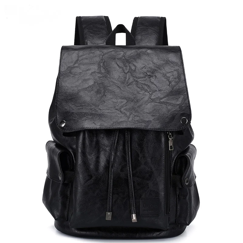 New Fashion Soft Leather Casual Backpack For Teenager Boys Men Travel Casual School Bag Backpack Preppy College Mochila Male
