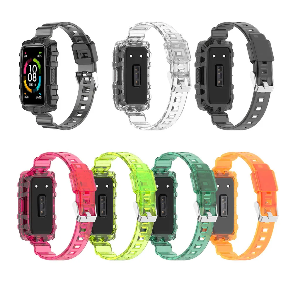 

TPU Transparent Watch Strap Soft Wristband Bracelet Replacement Belt for Huawei Band 7/Huawei Band 6 Pro Accessories Tools