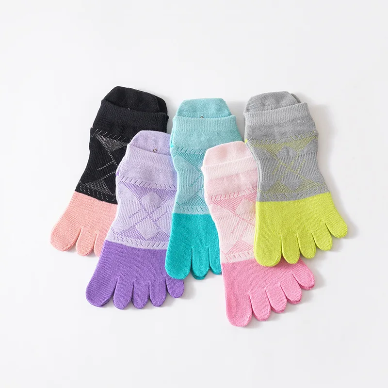 5 pares de calcetines de Yoga de cinco dedos gruesos de algodón peinado antideslizantes calcetines deportivos con punta abierta que absorben el sudor calcetines con punta para mujer