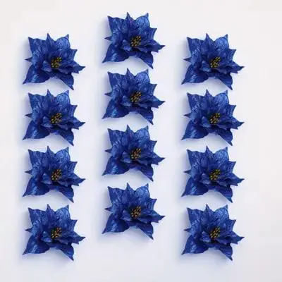 

12pcs Christmas Flowers Decorative Artificial Xmas Christmas Decor Flower For Party Wedding Holiday Diy Decor Flower