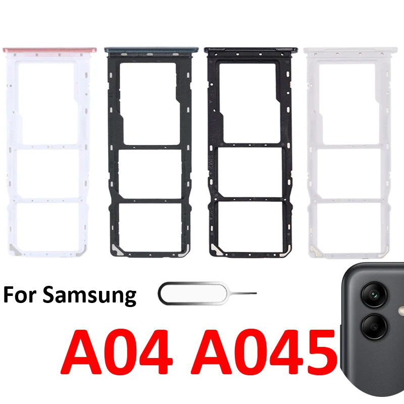 For Samsung Galaxy A04 LTE A045 A045F A045M Phone New SIM Card Tray Micro SD Chip Card Slot Drawer Holder Pocket Parts Black