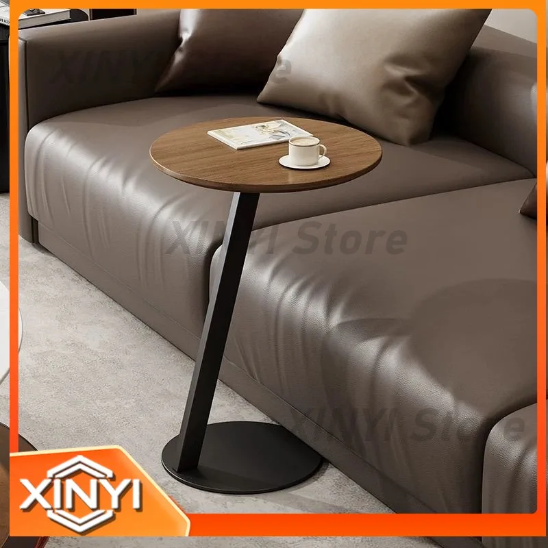 Vintage Style Solid Wood Sofa Side Table for Living Room Nordic Wrought Iron Corner Table Movable Small Tea Table for Bedroom