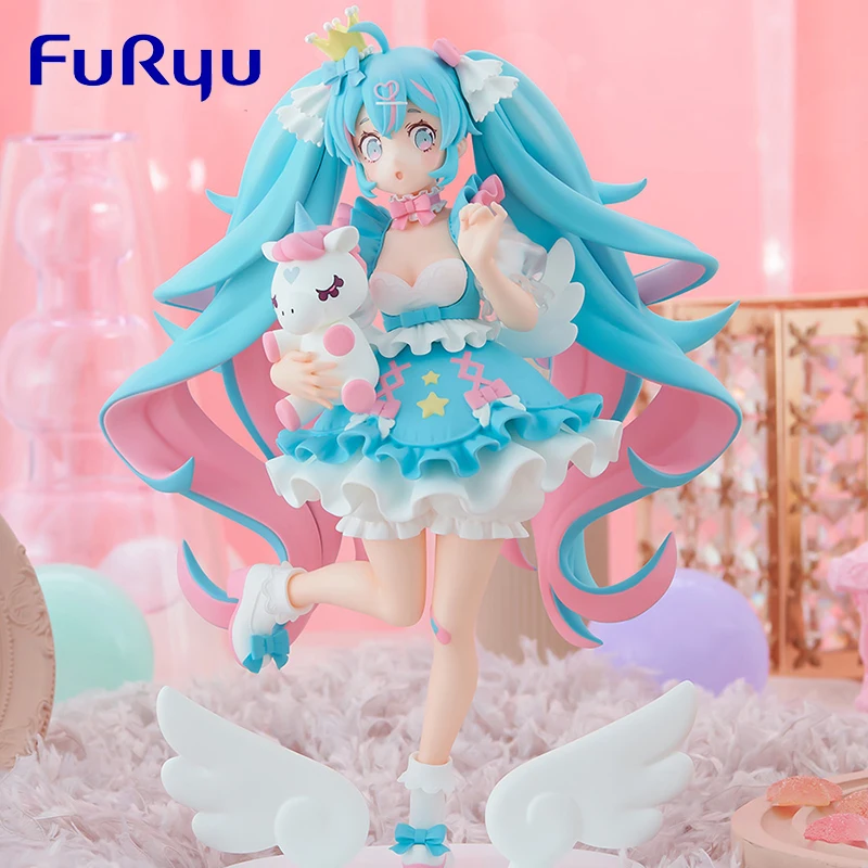 In Short Original FuRyu TENITOL Hatsune Miku Fantasy Princess PVC Anime Action Figures Collectable Model Doll Toys Birthday Gift