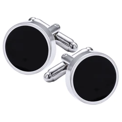 KFLK Jewelry French shirt cufflink for mens Brand Classic Black Round Cuff link Wholesale Button Male High Quality guests