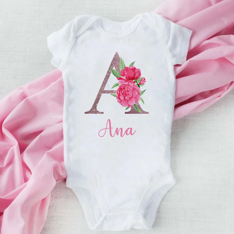 Mono personalizado con nombre de bebé, pelele con nombre de bebé para niña, regalo de Baby Shower para niña, traje bonito, ropa con inicial para niña