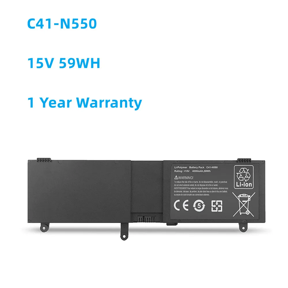 Imagem -01 - Bateria do Portátil C41-n550 15v 59wh para Asus N550 N550ja N550jk N550jv G550 G550j G550jk Rog G550 G550j G550jk Q550lf Q550l Série bateria do portatil c41 n550 15v 59wh para asus n550 n550ja n550jk n550jv g550 g550j g550jk rog g550 g550j g550jk q550lf q550l serie 01
