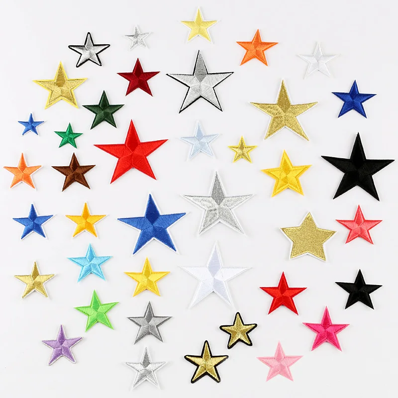 Cheap 10pc Colorful Star Military Embroidered Patches for Clothing Iron on Clothes Applique Clothes Badge Stripe Sticker Iron-on