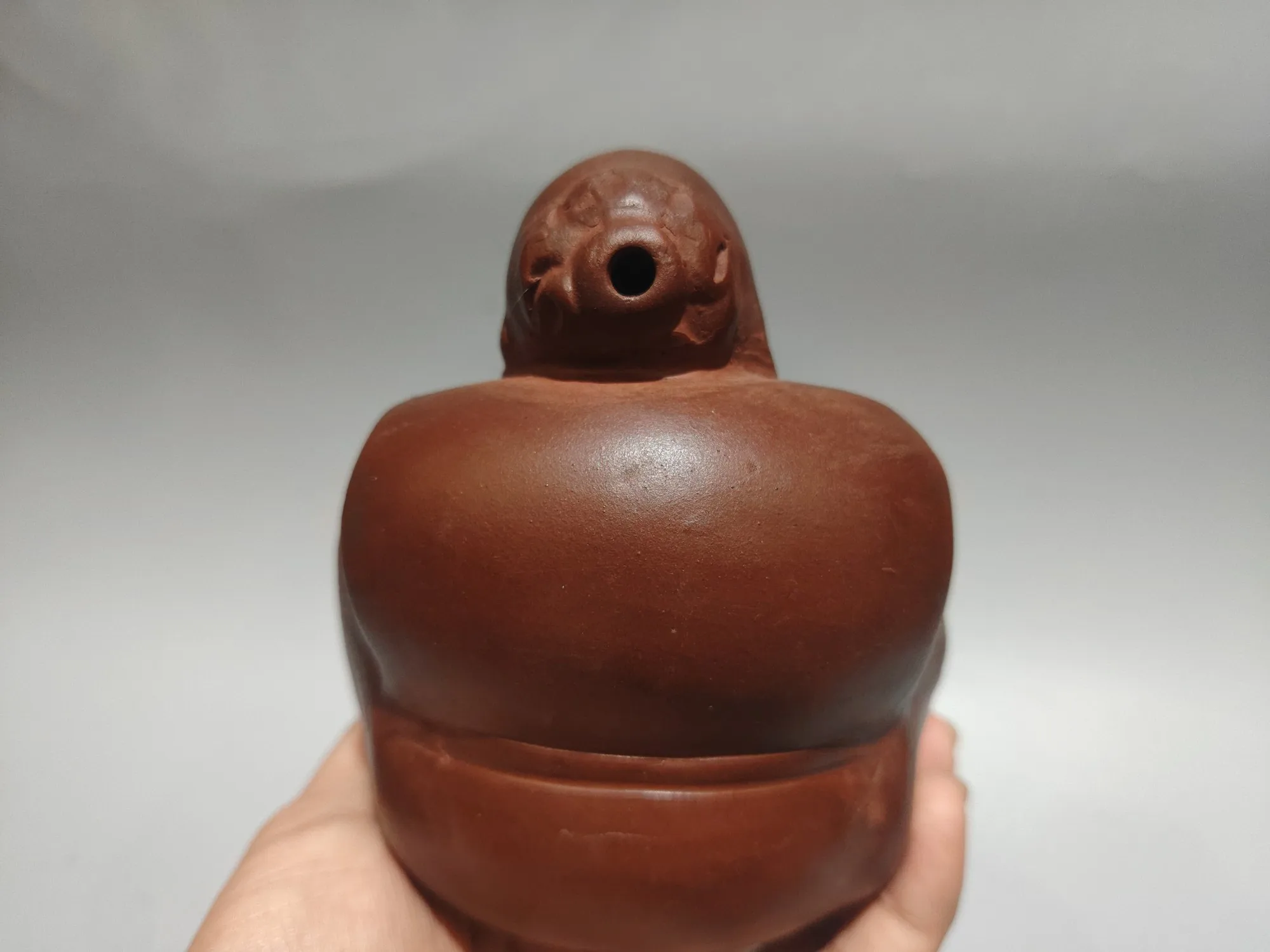 6"Chinese Yixing Purple Clay Pot Red mud God of Longevity Star immortal statue kettle Kettle Teapot Flagon Gather fortune