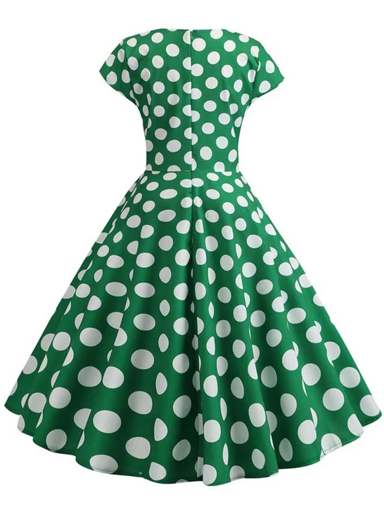 Women Summer Dress Vintage Polka Dot Print Robe Femme Sundress Vestidos  Party Dress - AliExpress 200000345
