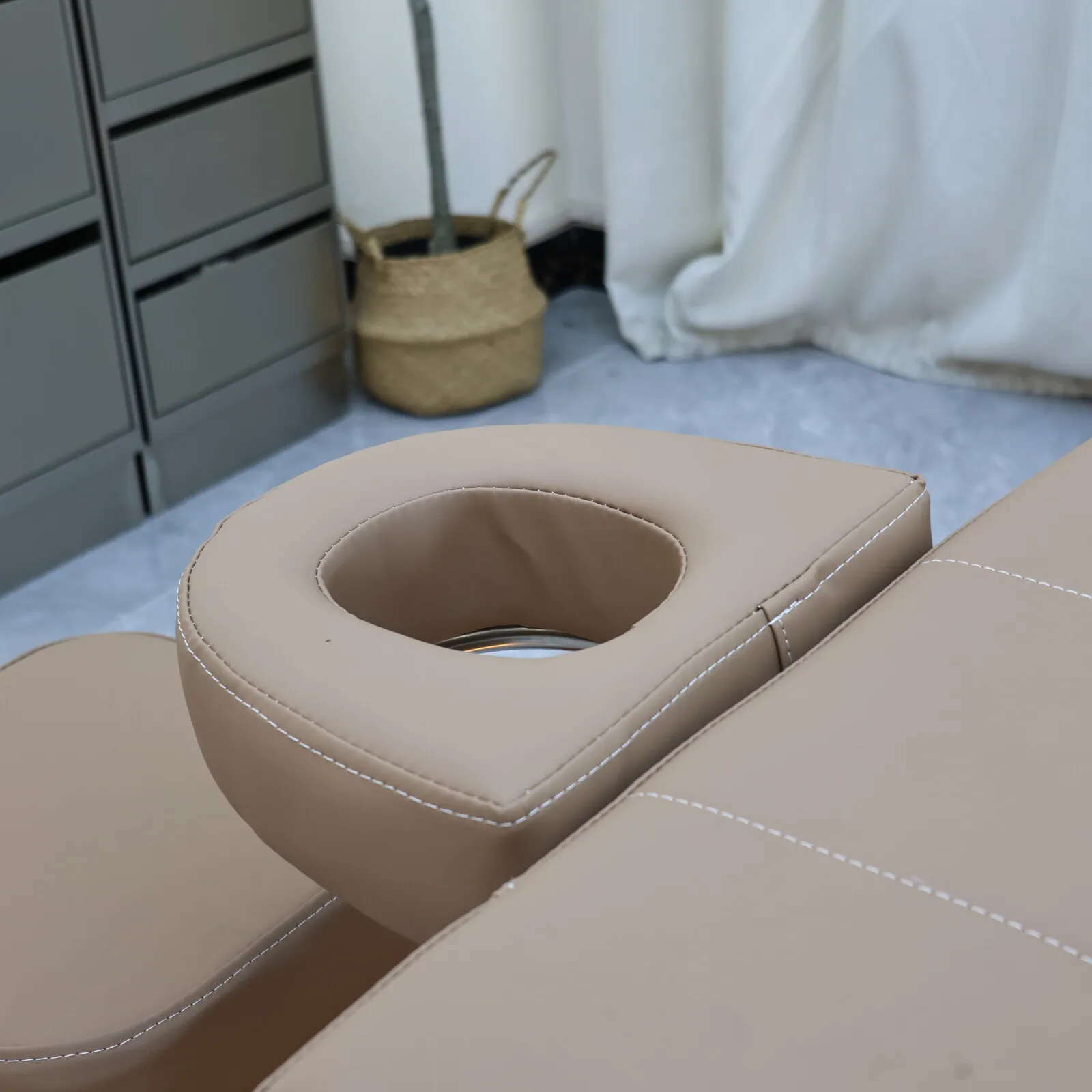 Elektrisches Haarbehandlungsbett mit Fußbad Zwei-in-Eins, Wasserzirkulations-Haarpflege und Dampfbehandlung, Luxuriöses Khaki-SPA – Detail 15