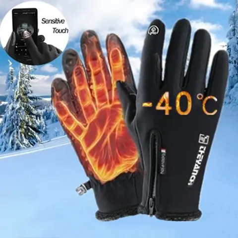 Winter Men Cycling Gloves Full Finger Motorcycle Gloves Waterproof Thermal Touch Screen Windproof Hiking Skiing Bike Fishing