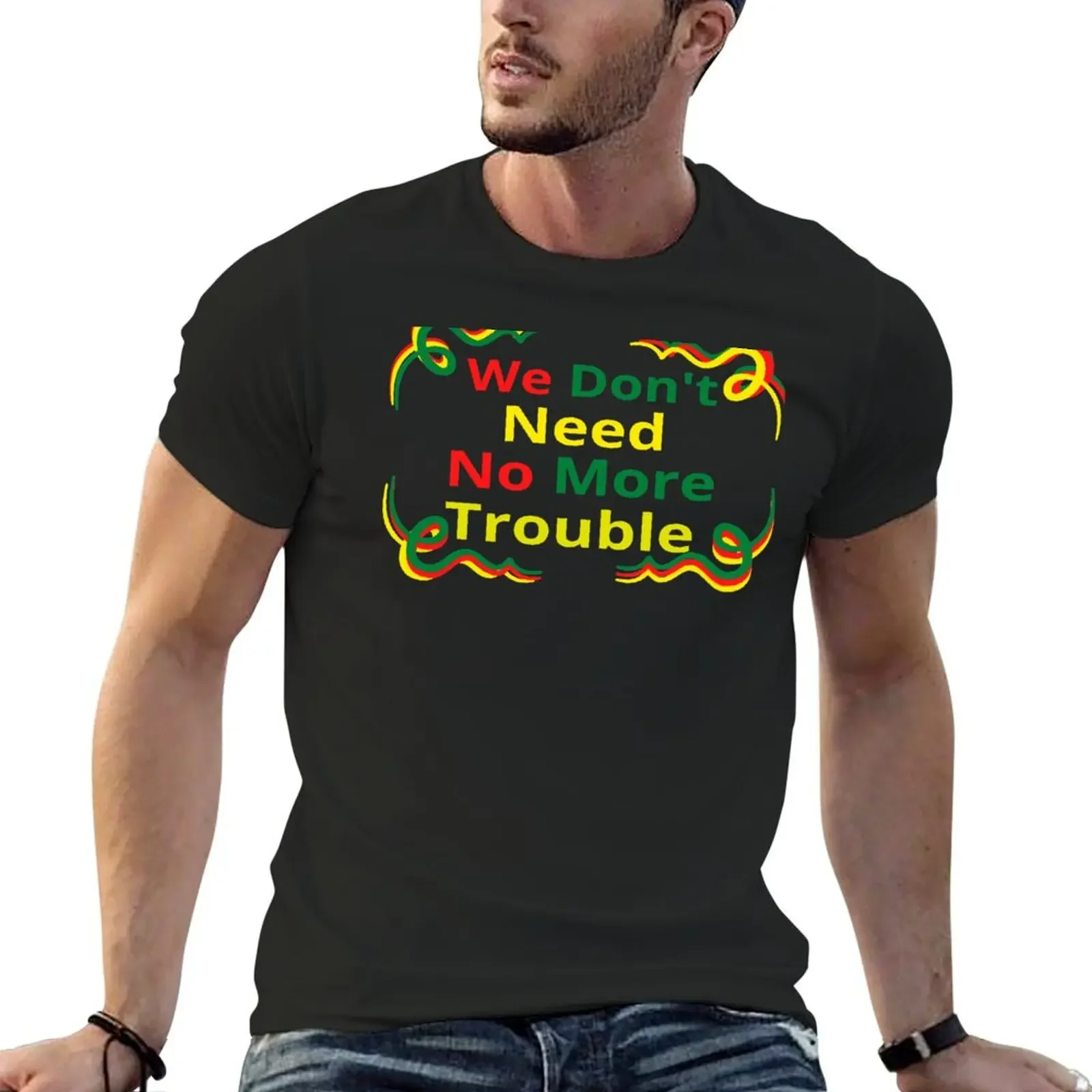 

BOB MARLEY NO MORE TROUBLE Transparent For Black Products T-Shirt tees clothing for men