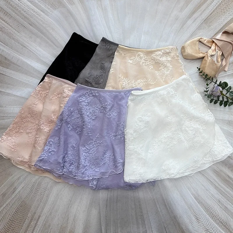 النساء الباليه ساحة صغيرة توتو الفتيات أنيقة الدانتيل نمط ممارسة يوتار تنورة الكبار عالية الجودة فستان رقص الباليه