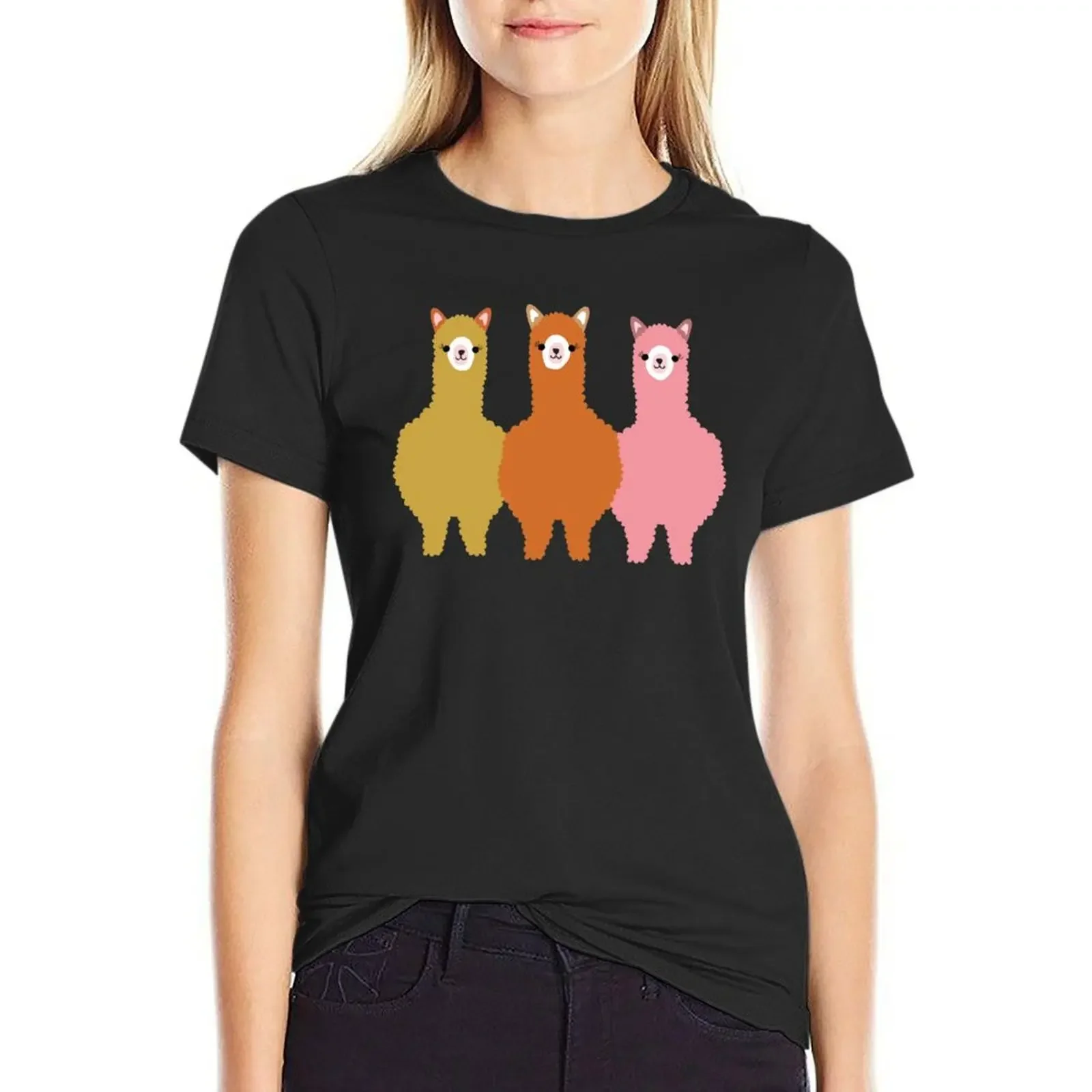 

The Alpacas III T-shirt Short sleeve tee summer tops t shirt Women