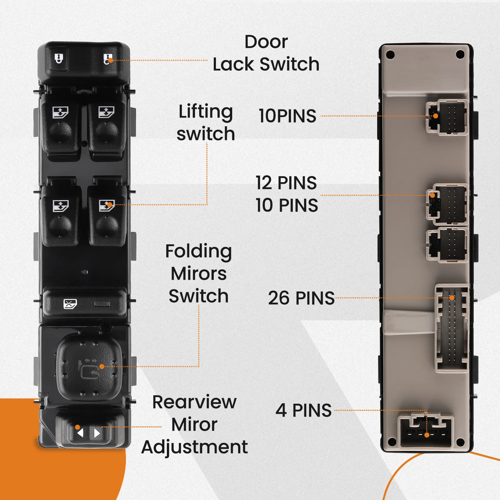 Front Driver Master Power Window Switch for Dodge Ram 1500 2500 3500 2009-12 NEW 4602533AC  4602533AD, 4602533AE 4602533AF