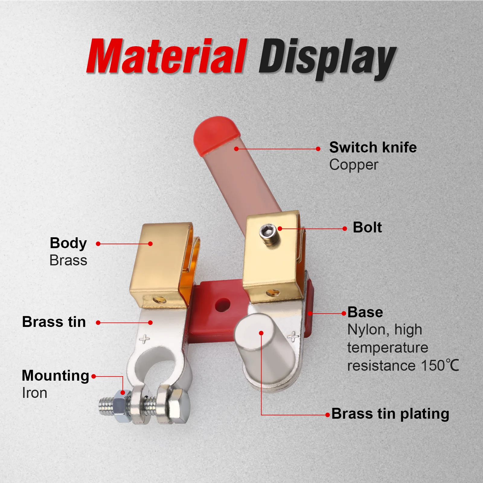 12V 24V Battery Disconnect for Car RV Boat Truck Vehicle Vertical Cut Off Shut Off Side Post Knife Blade Master Switch