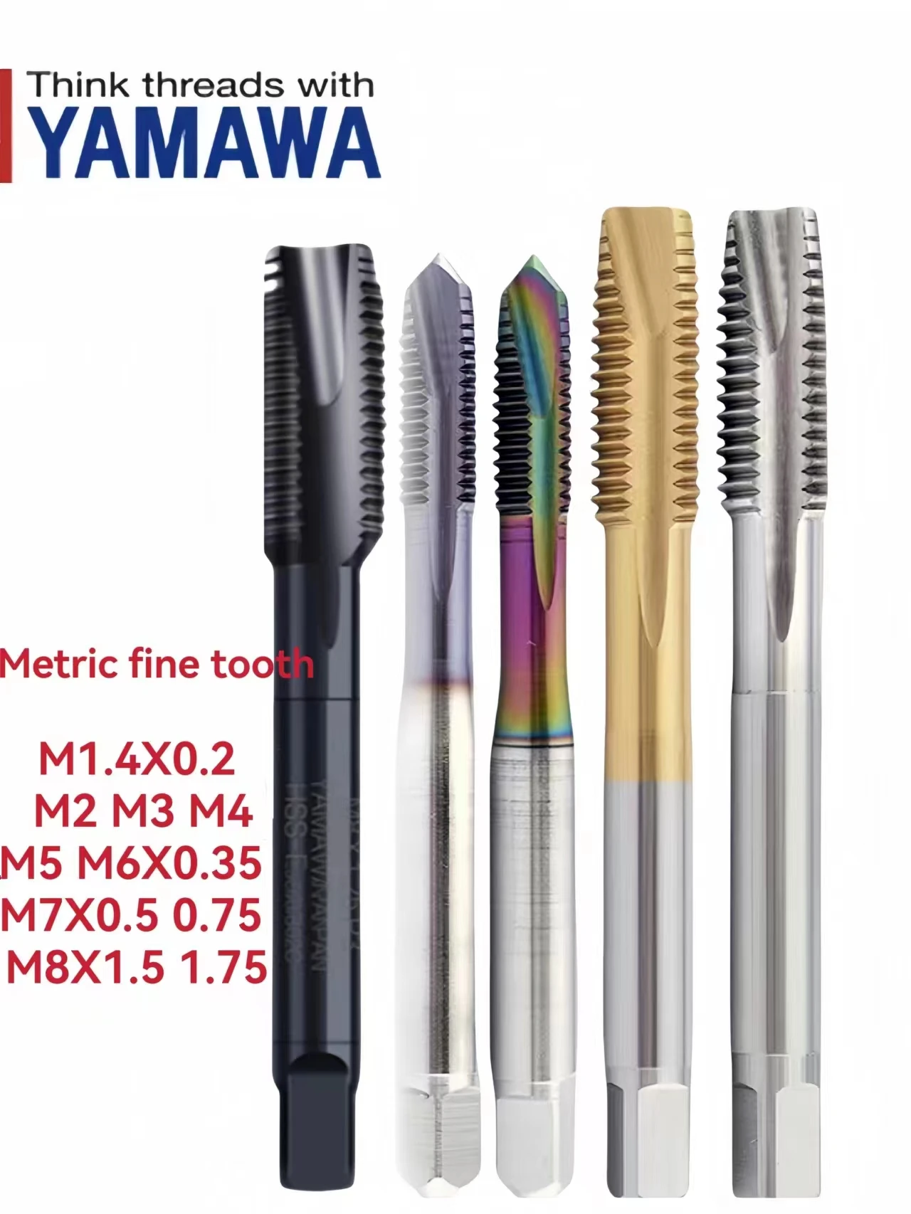 Yamawa-torneira Apontada Espiral para Dentes Finos Métricos M1.4 M1.7 m2 m3 m4 m5 m6 m7 m8 0.2 0.25 0.5 0.75 Tc50 ox 1pc Aço Inoxidável