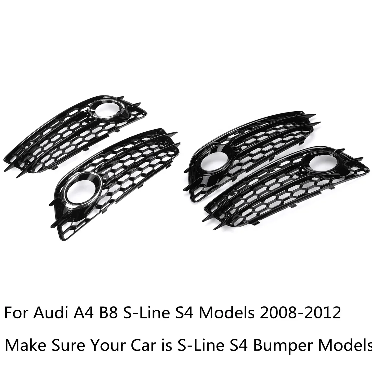 

HONEYCOMB Car Front Bumper Fog Light Lamp Grille Grill Cover Mesh For Audi A4 B8 S-Line S4 2008-2012 Front Grille 8K0807682C01C