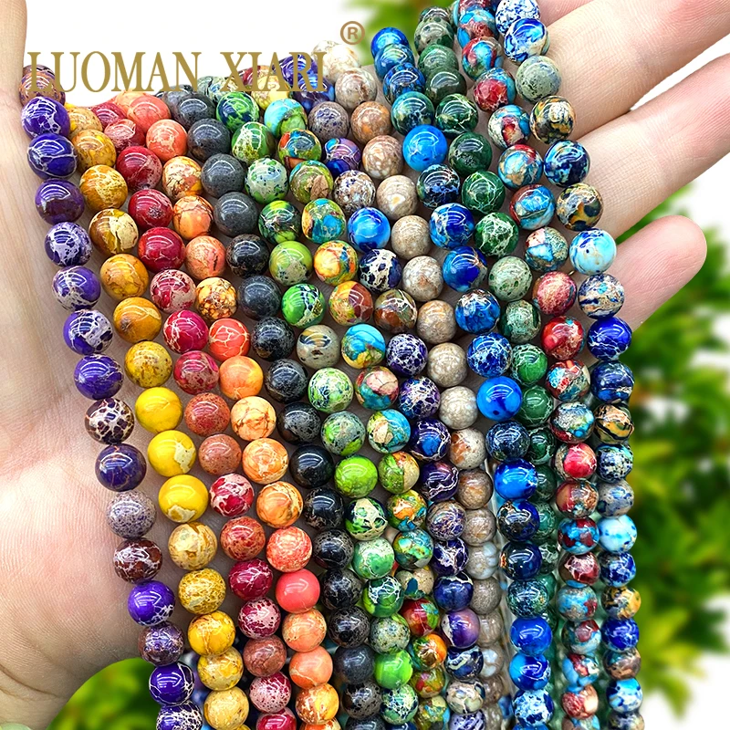 4 6 8 10 MM Naturstein AAA Meeressediment Jaspis Runde Lose Spacer Perlen für Schmuck Machen DIY Armband Charms Zubehör