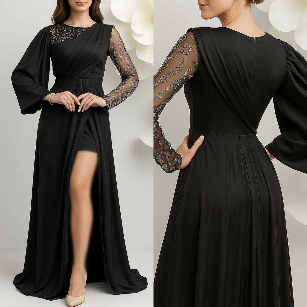 

Customized Sexy Retro Pleat Beading Sequined A-line Scoop Neck Long Dresses Bespoke Occasion Dresses Sizes Available Fashion