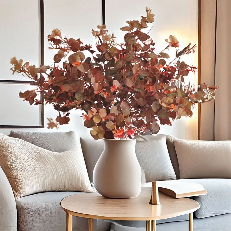 Feuilles d'eucalyptus artificielles 75CM, violet, rouge, verdure, décoration de maison, fournitures d'arrangement Floral, accessoires de photographie