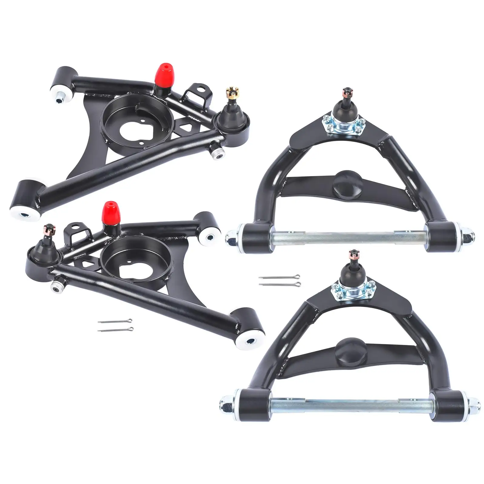 AP02 Tubular Control Arms Kit Upper & Lower Powdercoated for Chevy Monte Carlo S10 GMC G-Body Caballero 1978 1979 1980 1981 1982 1983 1984 1985 1986 1987 1988 1989 1990 1991 1992 1993 1994 1995 1996 1997 1998 1999 2000 2001 2002 2003