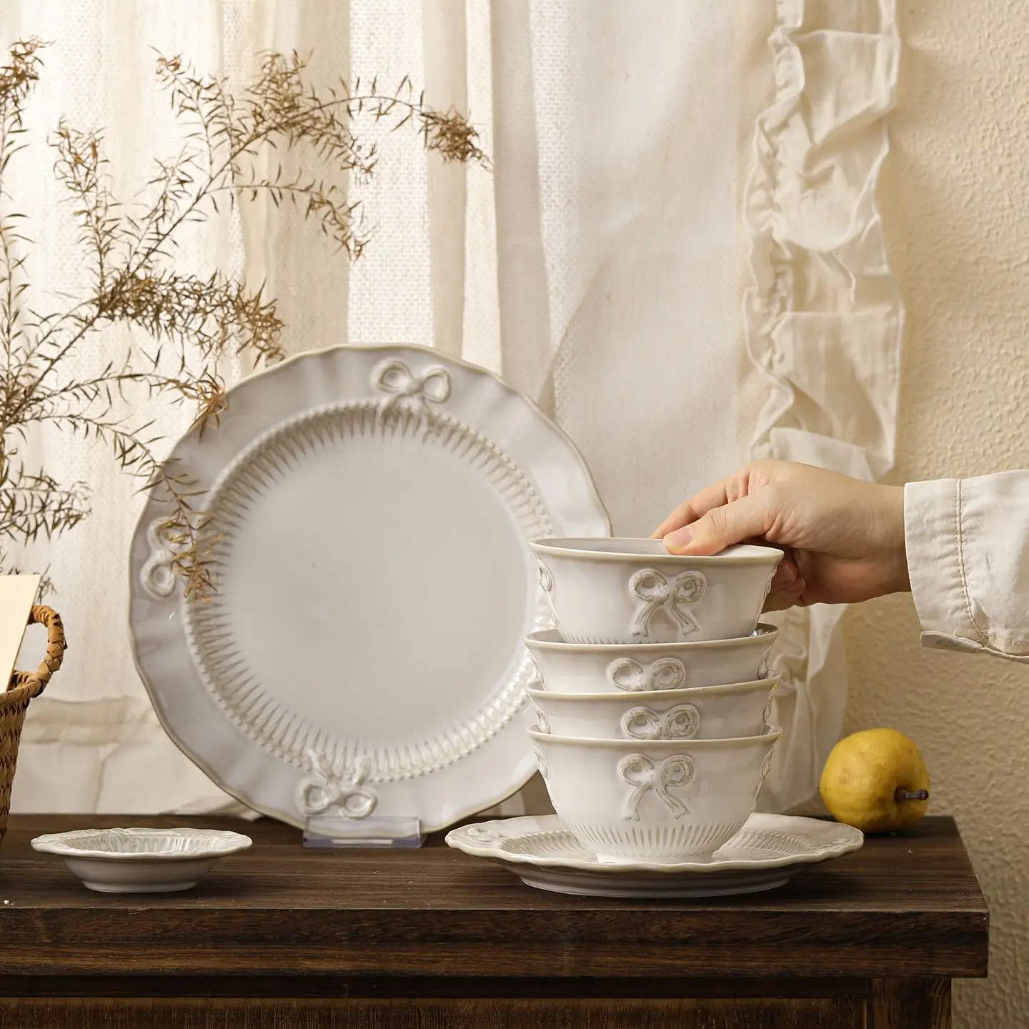 

HYS kiln change dish set, high-end sense, niche dishes, tableware, household plates, vegetable plates, ceramic rice bowls, soup