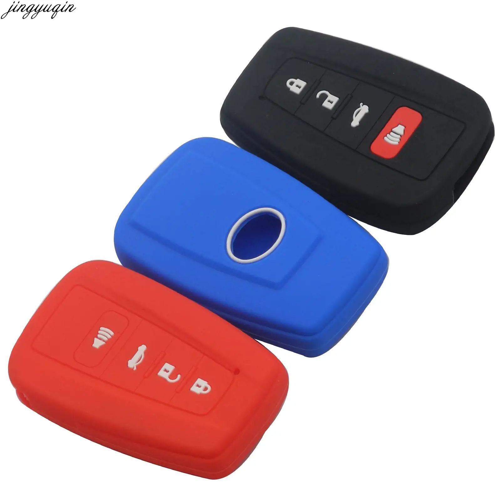 Jingyuqin Smart Car Key Silicone Rubber Case Cover For Toyota Prius CHR Camry Crown Prado Highlander RAV4 2016-2020 2/3/4 Button