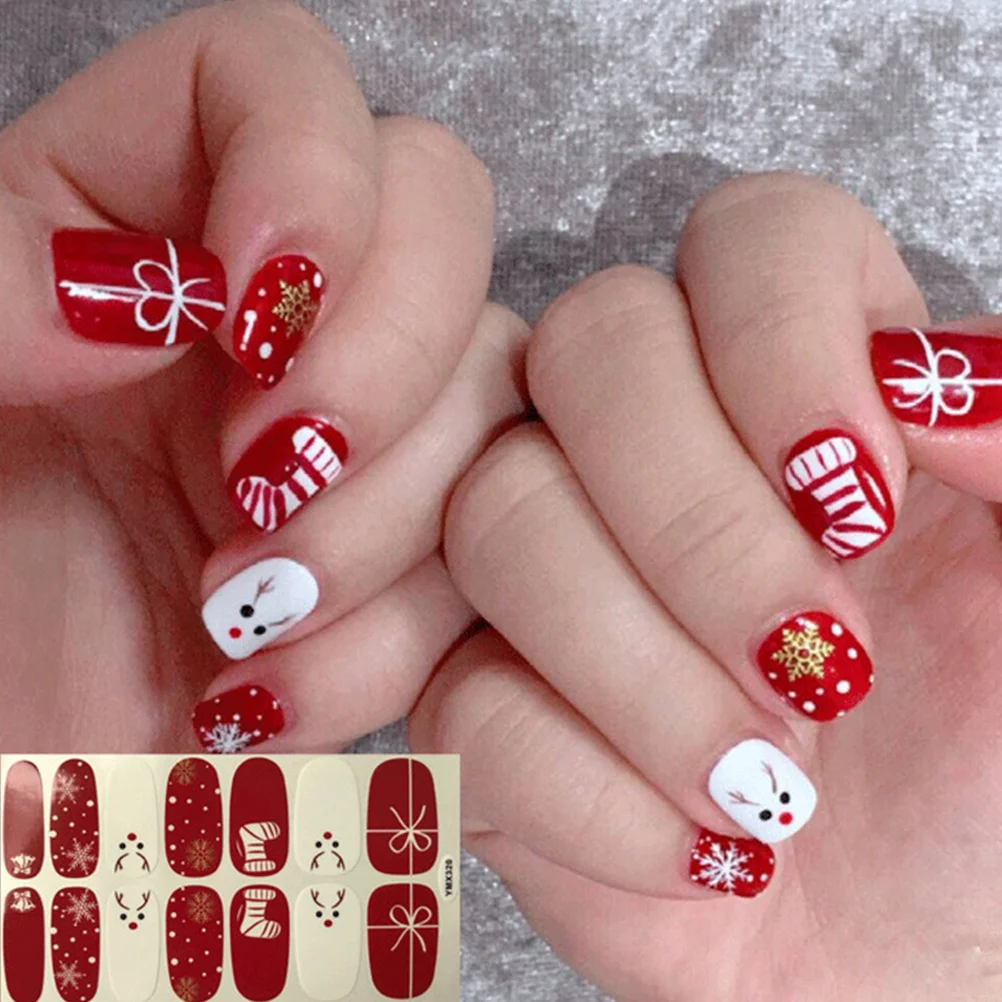 8 Sheets from Santa Stickers Women Nail New Year Christmas Manicure Child for