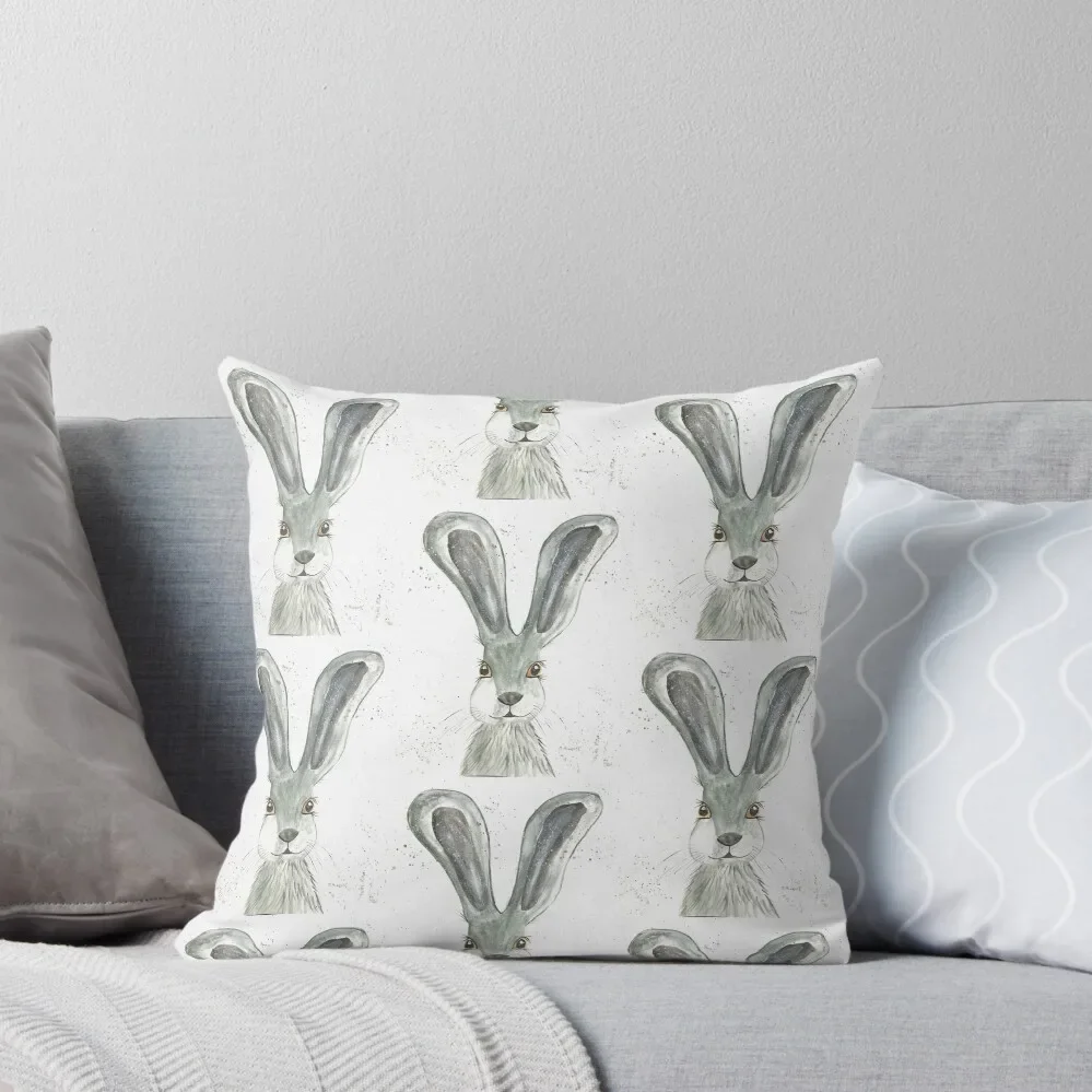 

Grey hare watercolour painting Throw Pillow Cushions For Decorative Sofa Room decorating items pillow